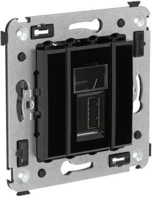 USB 2.0 розетка одинарная в стену, тип А-А, "Avanti", "Черный квадрат"