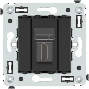 HDMI розетка одинарная в стену, тип А-А, "Avanti", "Черный матовый"